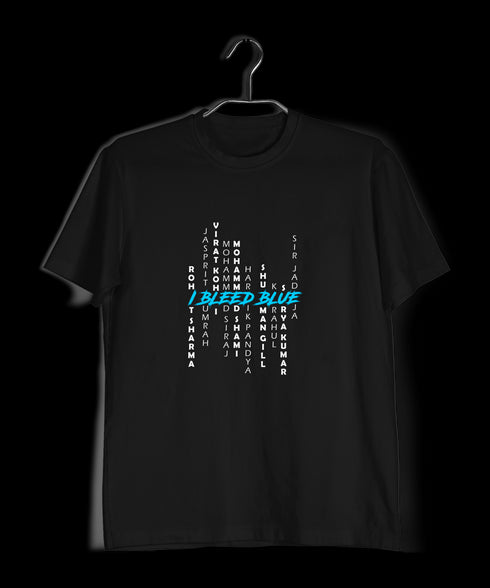 I Bleed Blue Player Names Cricket     Mens TShirts